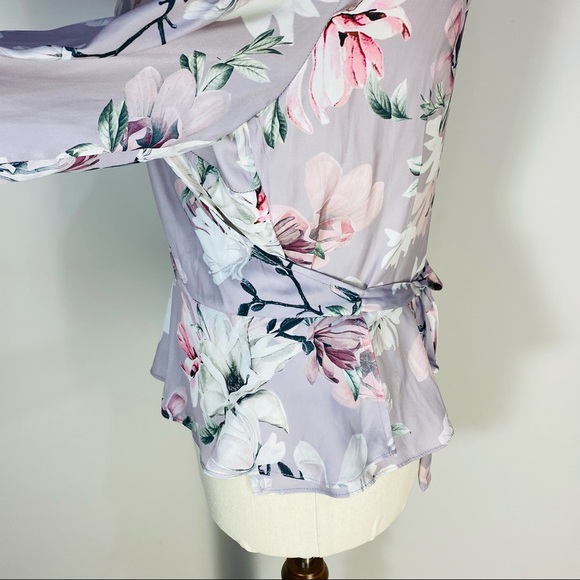 FOREVER NEW Floral Long Sleeve Wrap Blouse Size 10 - Picture 6 of 14